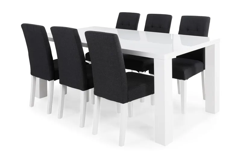 Cibus Matgrupp 180 cm med 6 Viktor Stol - Vit/Mörkgrå - Products - Möbler - Bord & matgrupp - Matgrupp