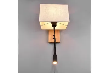 Nilam Vägglampa med läslampa 25 cm LED + E27 trä - Trä/Beige - Products - Belysning - Lampor & belysning inomhus - Sovrumslampa - Sänglampa - Sänglampa vägg