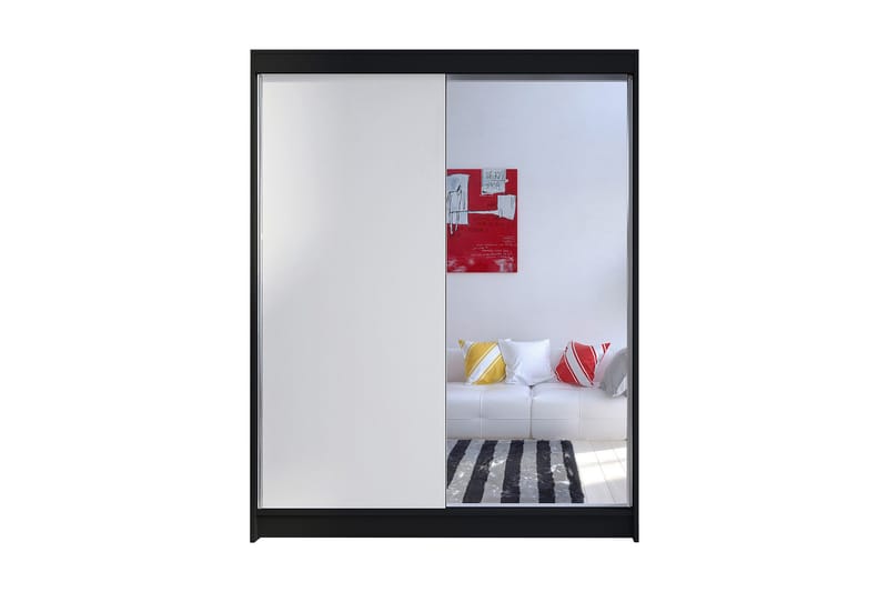 Camino Garderob 150x58x200 cm LED-belysning, Svart/Vit