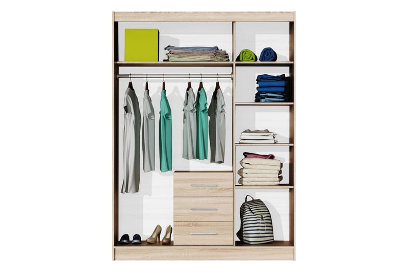 Chavez Garderob med Spegel 147x200 cm - Grå - Products - Förvaring - Garderober & garderobssystem