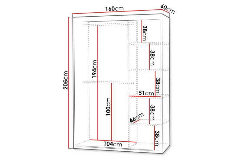 Duets Garderob m. Spegel 160x205 cm - Vit - Products - Förvaring - Garderober & garderobssystem
