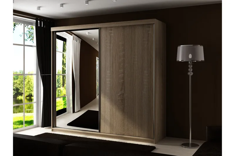 Dunkra Garderob m. Spegel 200x200 cm - Brun - Products - Förvaring - Garderober & garderobssystem