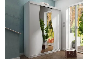 Dunkra Garderob med Spegel LED-belysning RGB 150 cm Båge - Vit - Products - Förvaring - Garderober & garderobssystem