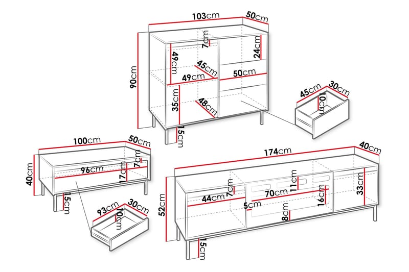 Bjurholm Möbelset För Vardagsrum - Beige - Products - Förvaring - Förvaringsmöbler - Möbelset för vardagsrum