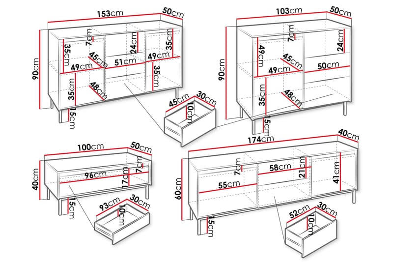 Bjurholm Möbelset För Vardagsrum - Vit - Products - Förvaring - Förvaringsmöbler - Möbelset för vardagsrum