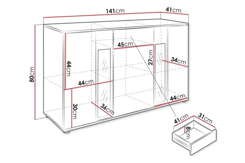 Bunta Skänk 141x41 cm - Brun - Products - Förvaring - Förvaringsmöbler - Sideboard & skänk