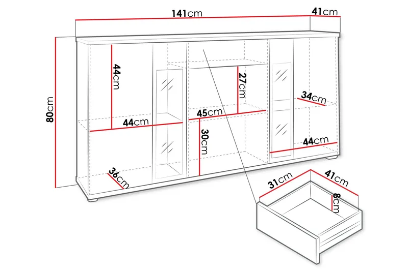 Bunta Skänk 141x41 cm - Brun/Vit - Products - Förvaring - Förvaringsmöbler - Sideboard & skänk