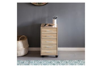Rullkontejner Wohnling 5 lådor med hjul, folierad spånskiva, modern stil Sonoma - Sonoma - Products - Förvaring - Förvaringsmöbler - Byrå - Hallbyrå