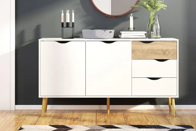 Delta Skänk 147 cm - Vit/Ek - Products - Förvaring - Förvaringsmöbler - Sideboard & skänk