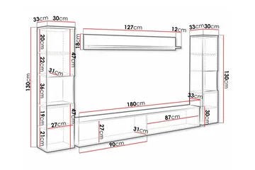 Galbally Möbelset För Vardagsrum - Vit - Products - Förvaring - Förvaringsmöbler - Möbelset för vardagsrum