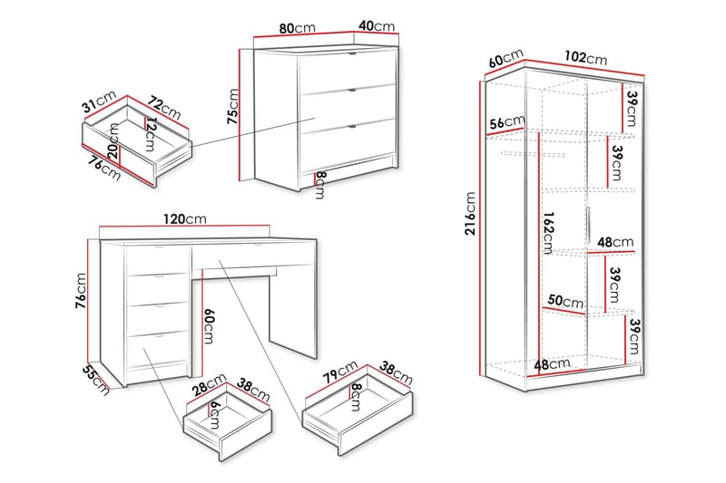 Gudelia Möbelset För Vardagsrum - Vit - Products - Förvaring - Förvaringsmöbler - Möbelset för vardagsrum