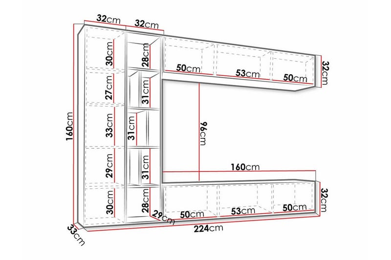 Kintore Möbelset För Vardagsrum - Vit - Products - Förvaring - Förvaringsmöbler - Möbelset för vardagsrum