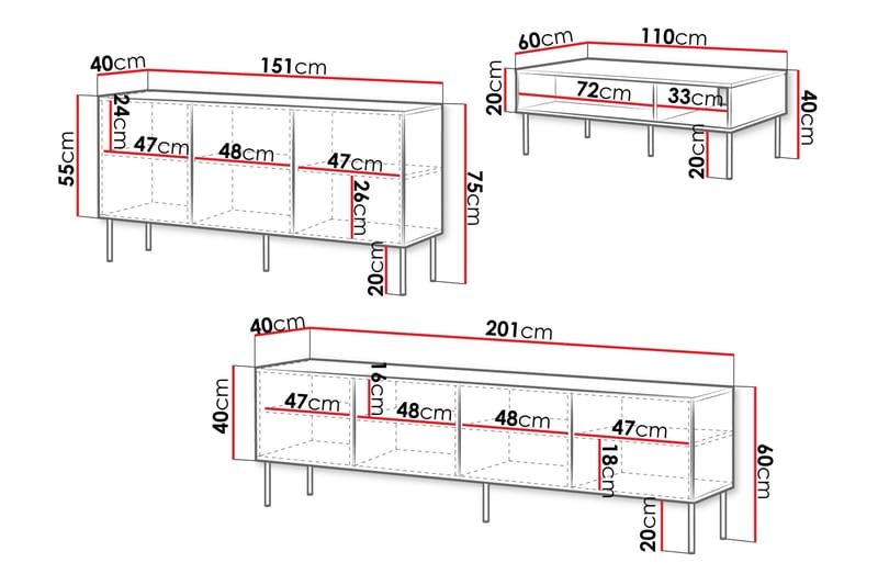 Laholm Möbelset För Vardagsrum - Vit - Products - Förvaring - Förvaringsmöbler - Möbelset för vardagsrum