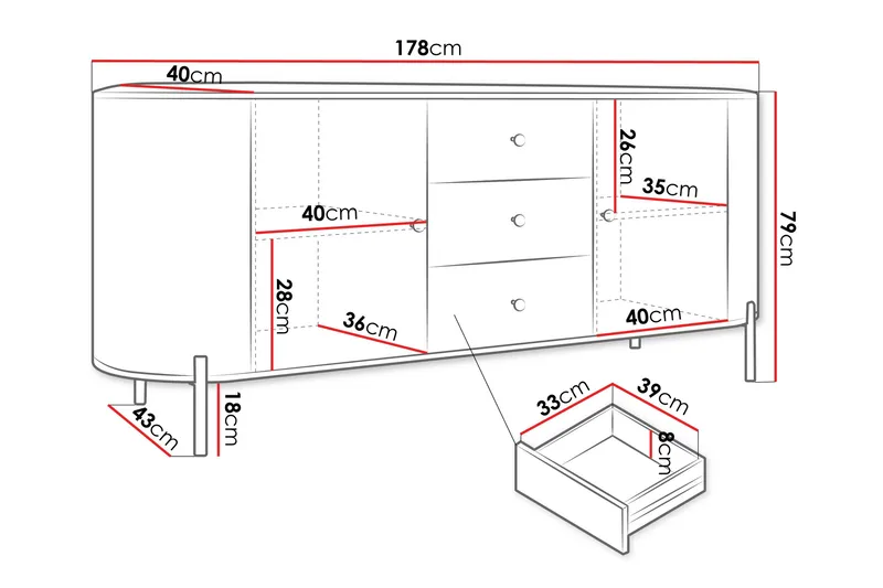 Maggio Skänk 178x43 cm - Beige - Products - Förvaring - Förvaringsmöbler - Sideboard & skänk