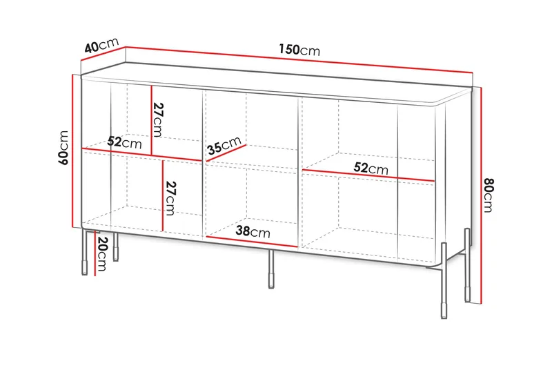 Sherie Skänk 150x40 cm - Vit - Products - Förvaring - Förvaringsmöbler - Sideboard & skänk