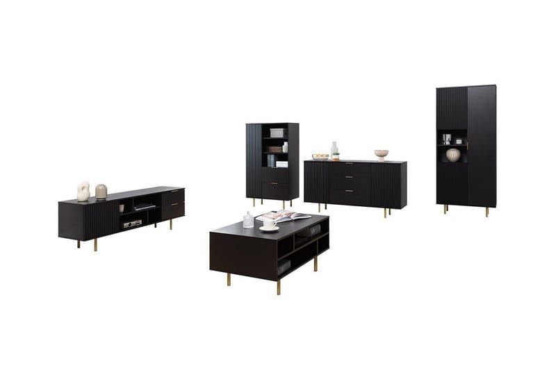 Staffin Möbelset För Vardagsrum, Svart