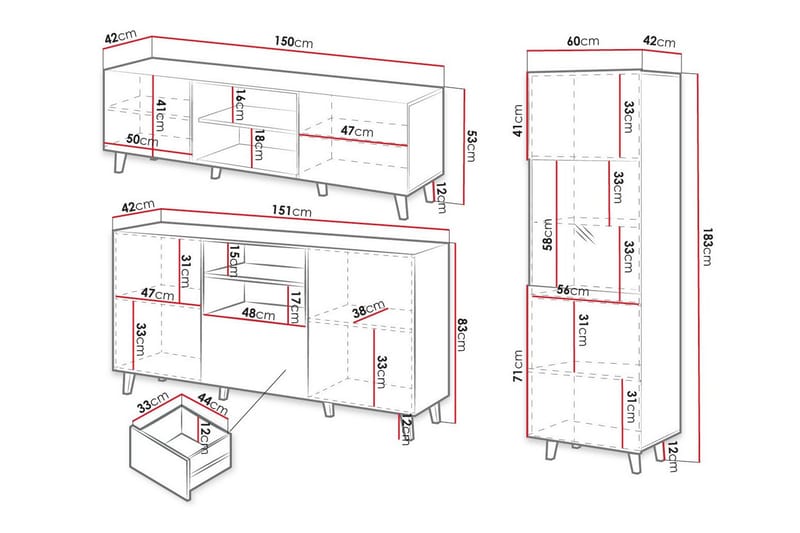 Strontian Möbelset För Vardagsrum Scandinavian Choice Black - Products - Förvaring - Förvaringsmöbler - Möbelset för vardagsrum