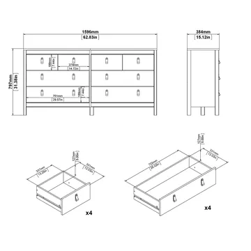 Vallvidera Byrå med 4 små och 4 större lådor 160 cm - Products - Förvaring - Förvaringsmöbler - Byrå