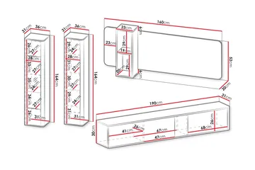 Zalricus Möbelset För Vardagsrum - Beige - Products - Förvaring - Förvaringsmöbler - Möbelset för vardagsrum