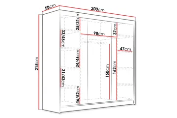 Dianna Garderob 200x215 cm - Svart/Vit - Products - Förvaring - Garderober & garderobssystem - Garderobsskåp