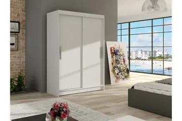 Estella Garderob 120 cm Skjutdörrar - Vit - Products - Förvaring - Garderober & garderobssystem - Garderobsskåp