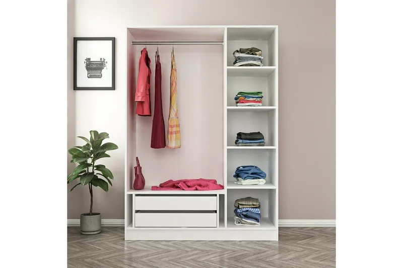 Fruitland Garderob 135 cm - Svart/Vit - Products - Förvaring - Garderober & garderobssystem - Garderobsskåp