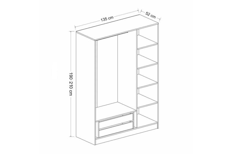 Fruitland Garderob 135 cm - Svart/Vit - Products - Förvaring - Garderober & garderobssystem - Garderobsskåp