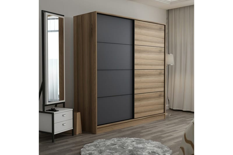 Fruitland Garderob 180 cm - Grå/Brun/Ek - Products - Förvaring - Garderober & garderobssystem - Garderobsskåp