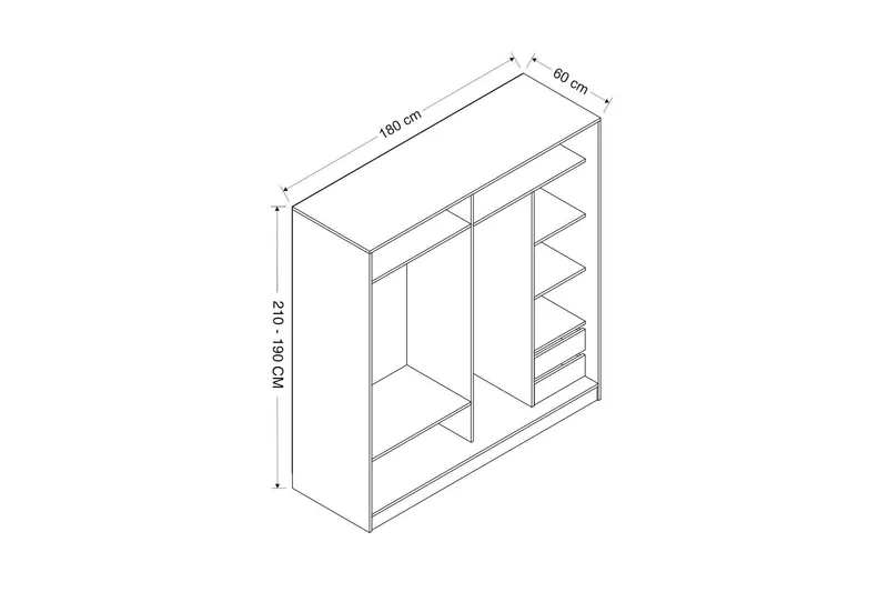 Fruitland Garderob 180 cm - Vit/ek - Products - Förvaring - Garderober & garderobssystem - Garderobsskåp