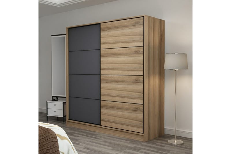 Fruitland Garderob 220 cm - Grå/Brun/Ek - Products - Förvaring - Garderober & garderobssystem - Garderobsskåp