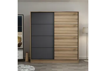 Fruitland Garderob 220 cm - Grå/Brun/Ek - Products - Förvaring - Garderober & garderobssystem - Garderobsskåp