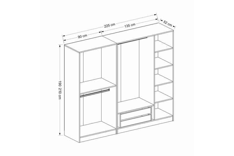 Fruitland Garderob 225 cm - Antracit - Products - Förvaring - Garderober & garderobssystem - Garderobsskåp