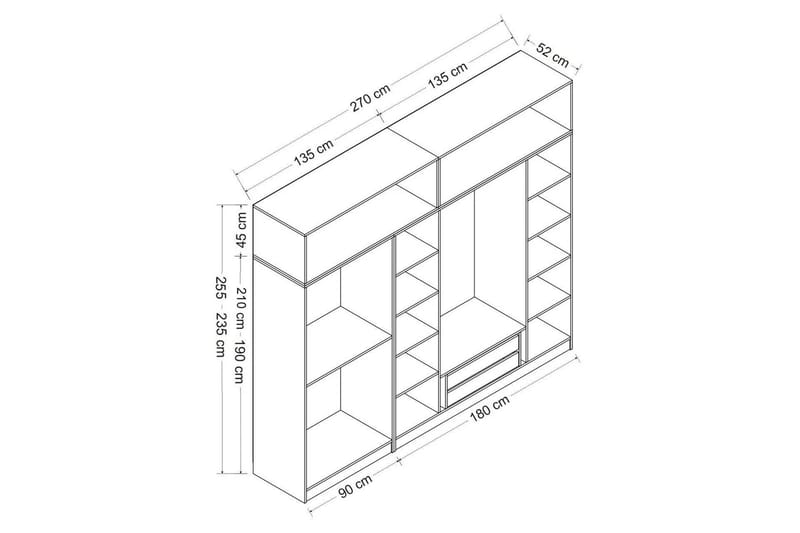 Fruitland Garderob 270 cm - Antracit - Products - Förvaring - Garderober & garderobssystem - Garderobsskåp