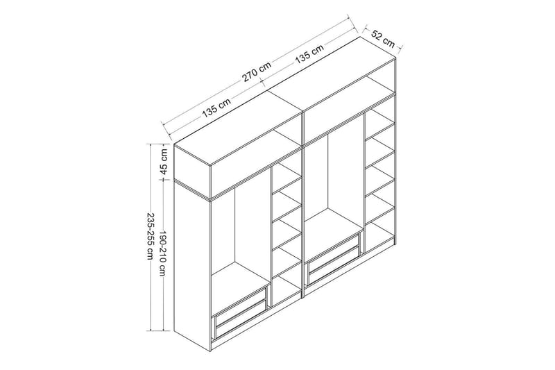 Fruitland Garderob 270 cm - Brun - Products - Förvaring - Garderober & garderobssystem - Garderobsskåp