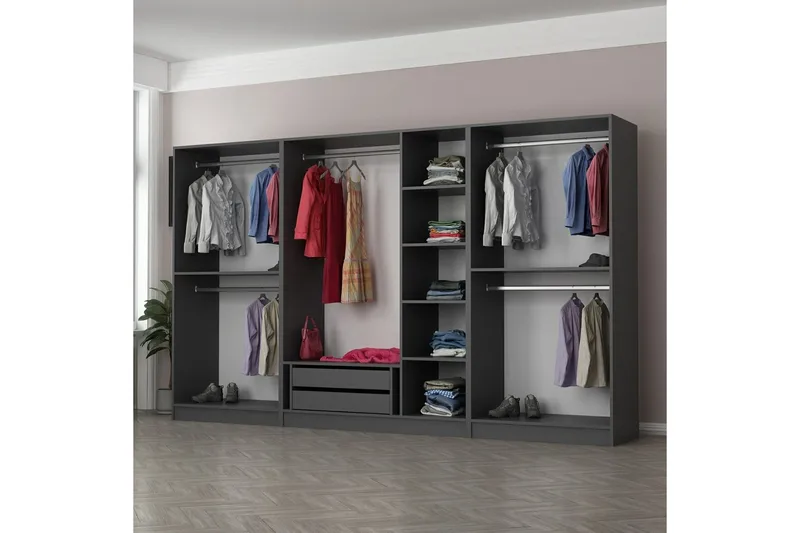 Fruitland Garderob 315 cm - Antracit - Products - Förvaring - Garderober & garderobssystem - Garderobsskåp