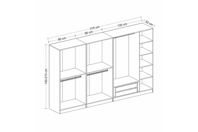 Fruitland Garderob 315 cm - Vit - Products - Förvaring - Garderober & garderobssystem - Garderobsskåp