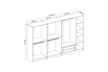Fruitland Garderob 315 cm - Vit - Products - Förvaring - Garderober & garderobssystem - Garderobsskåp