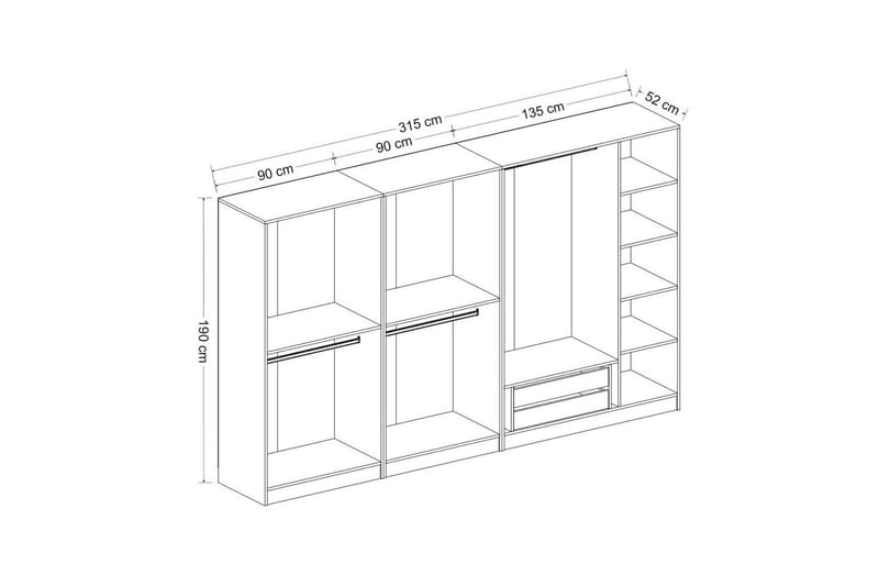 Fruitland Garderob 315 cm - Vit - Products - Förvaring - Garderober & garderobssystem - Garderobsskåp