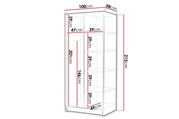 Julissa Garderob 100 cm - Vit/Svart - Products - Förvaring - Garderober & garderobssystem - Garderobsskåp