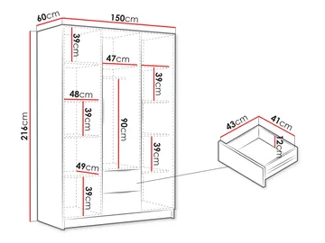 Herrljunga Garderob 150x215 cm med lådor - Brun/Svart - Products - Förvaring - Garderober & garderobssystem