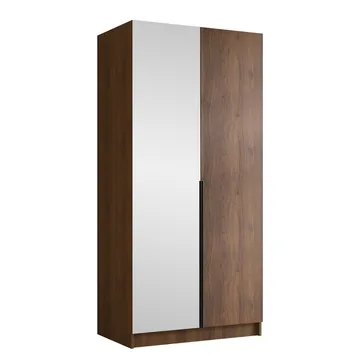 Herrljunga Garderob med Spegel 100x215 cm - Brun/Svart/Spegel - Products - Förvaring - Garderober & garderobssystem