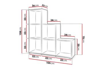 Trio Hylla 105x33x108 cm - Grå/Vit - Products - Förvaring - Hylla - Bokhylla