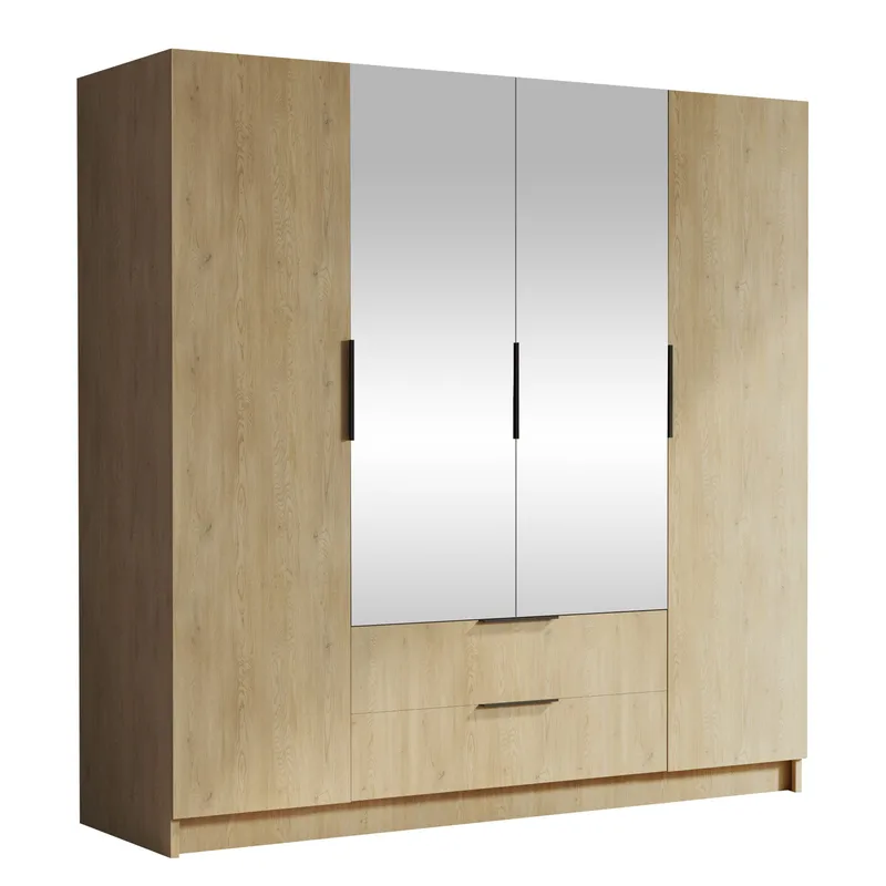 Kelros Garderob med Spegel 200x216 cm, Brun