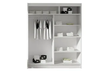 Leila Garderob 150 cm Skjutdörrar Böjd Spegel - Vit - Products - Förvaring - Garderober & garderobssystem