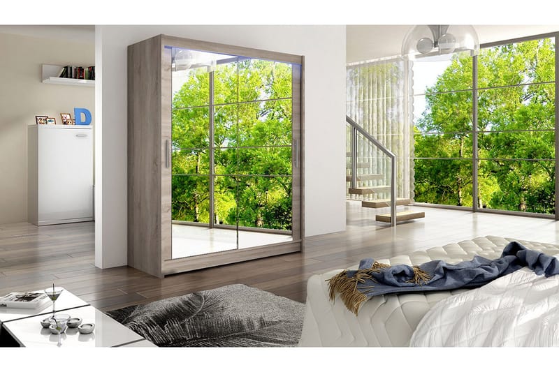 Leila Garderob med Spegel 150x200 cm - Beige - Products - Förvaring - Garderober & garderobssystem