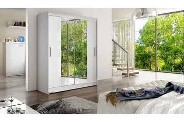 Leila Garderob Skjutdörrar Smal Spegel - Vit - Products - Förvaring - Garderober & garderobssystem