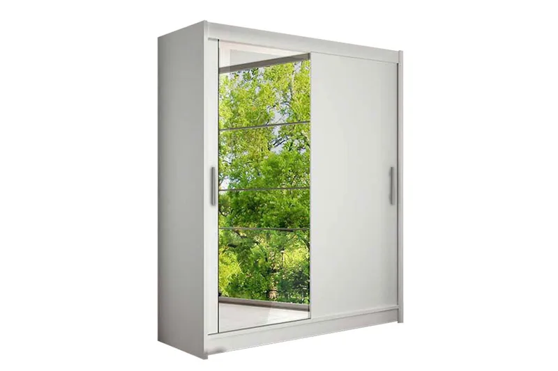 Leila Garderob Skjutdörrar Spegel, Vit