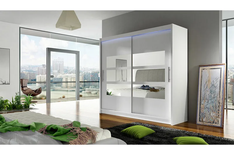 Prag Garderob med Spegel 180x215 cm - Vit - Products - Förvaring - Garderober & garderobssystem