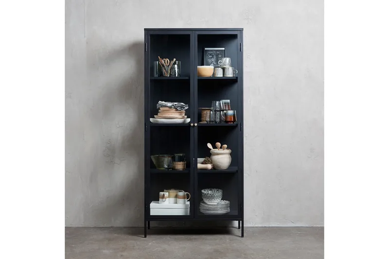 Ambra Vitrinskåp 40,3 cm djup 90 cm bred 190 cm hög Mörk Metall - Svart - Products - Förvaring - Skåp - Vitrinskåp