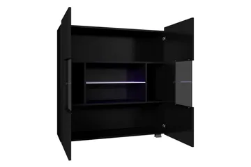 Frick Vitrinskåp Vit LED Belysning 35 cm djup 100 cm bred 107 cm hög Ljust Trä Ek Glas - Gyllene Ek/Vit Led-Belysning - Products - Förvaring - Skåp - Vitrinskåp